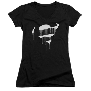 Superman Dripping Shield - Juniors V-Neck T-Shirt Juniors V-Neck T-Shirt Superman   