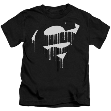 Black kid's t-shirt for ages 4 to 7 with Superman Dripping Shield graphic