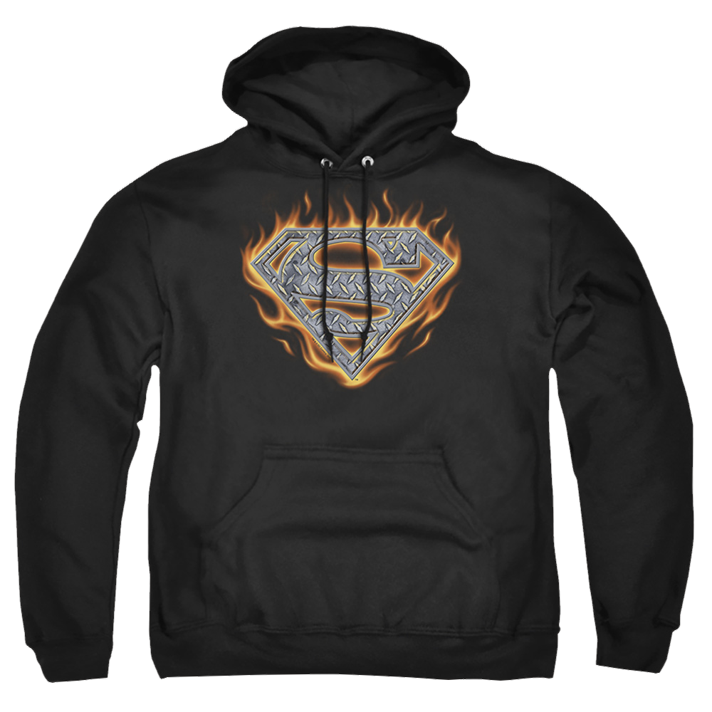 Superman Steel Fire Shield - Pullover Hoodie Pullover Hoodie Superman   