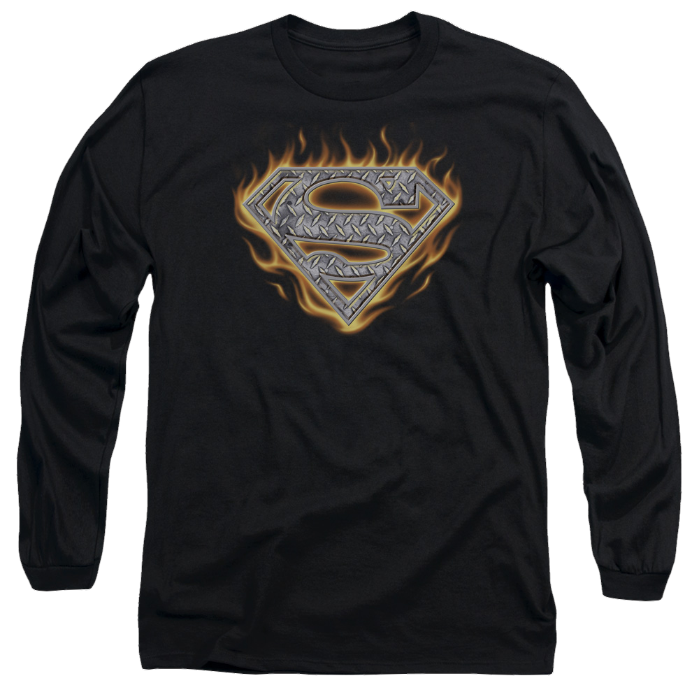Superman Steel Fire Shield - Men's Long Sleeve T-Shirt Men's Long Sleeve T-Shirt Superman   
