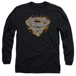 Superman Steel Fire Shield - Men's Long Sleeve T-Shirt Men's Long Sleeve T-Shirt Superman   