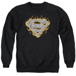 Superman Steel Fire Shield - Men's Crewneck Sweatshirt Men's Crewneck Sweatshirt Superman   