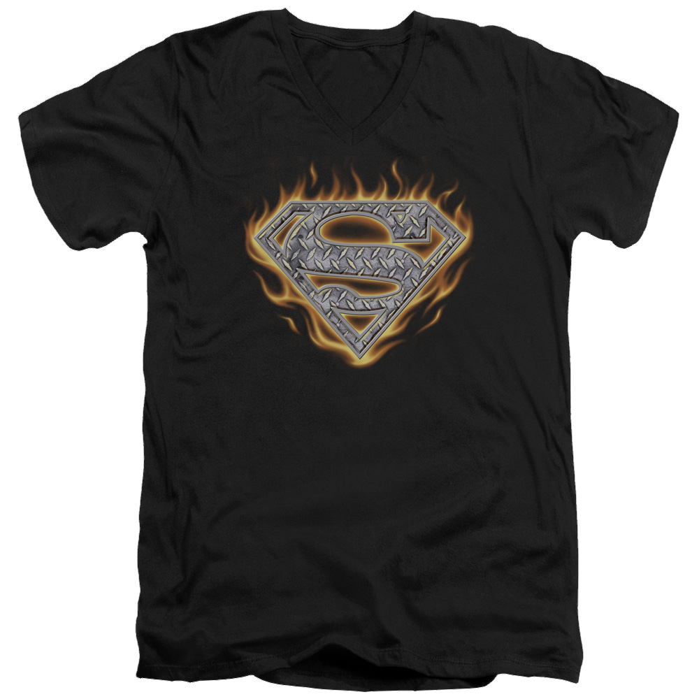 Superman Steel Fire Shield - Men's V-Neck T-Shirt Men's V-Neck T-Shirt Superman   