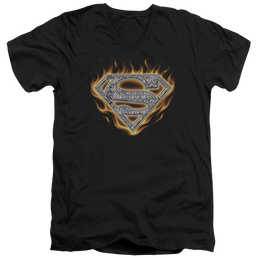 Superman Steel Fire Shield - Men's V-Neck T-Shirt Men's V-Neck T-Shirt Superman   