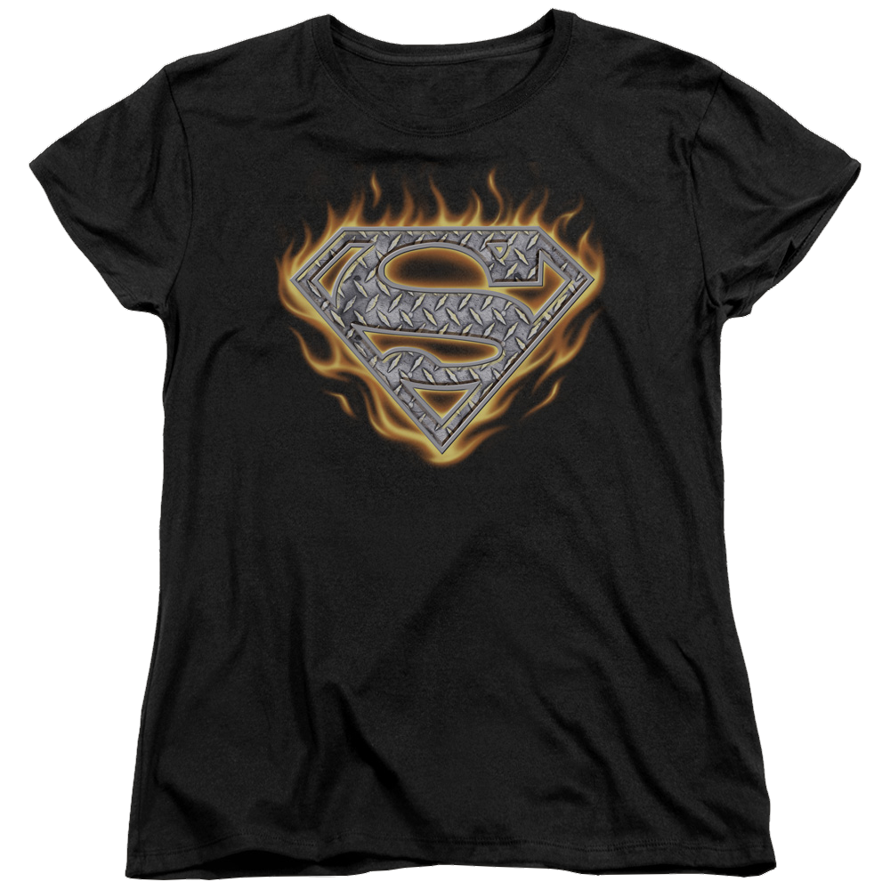 Superman Steel Fire Shield - Women's T-Shirt Women's T-Shirt Superman   
