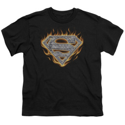 Superman Steel Fire Shield - Youth T-Shirt Youth T-Shirt (Ages 8-12) Superman   