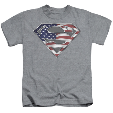 Athletic heather kid's t-shirt for ages 4 to 7 with Superman All graphic