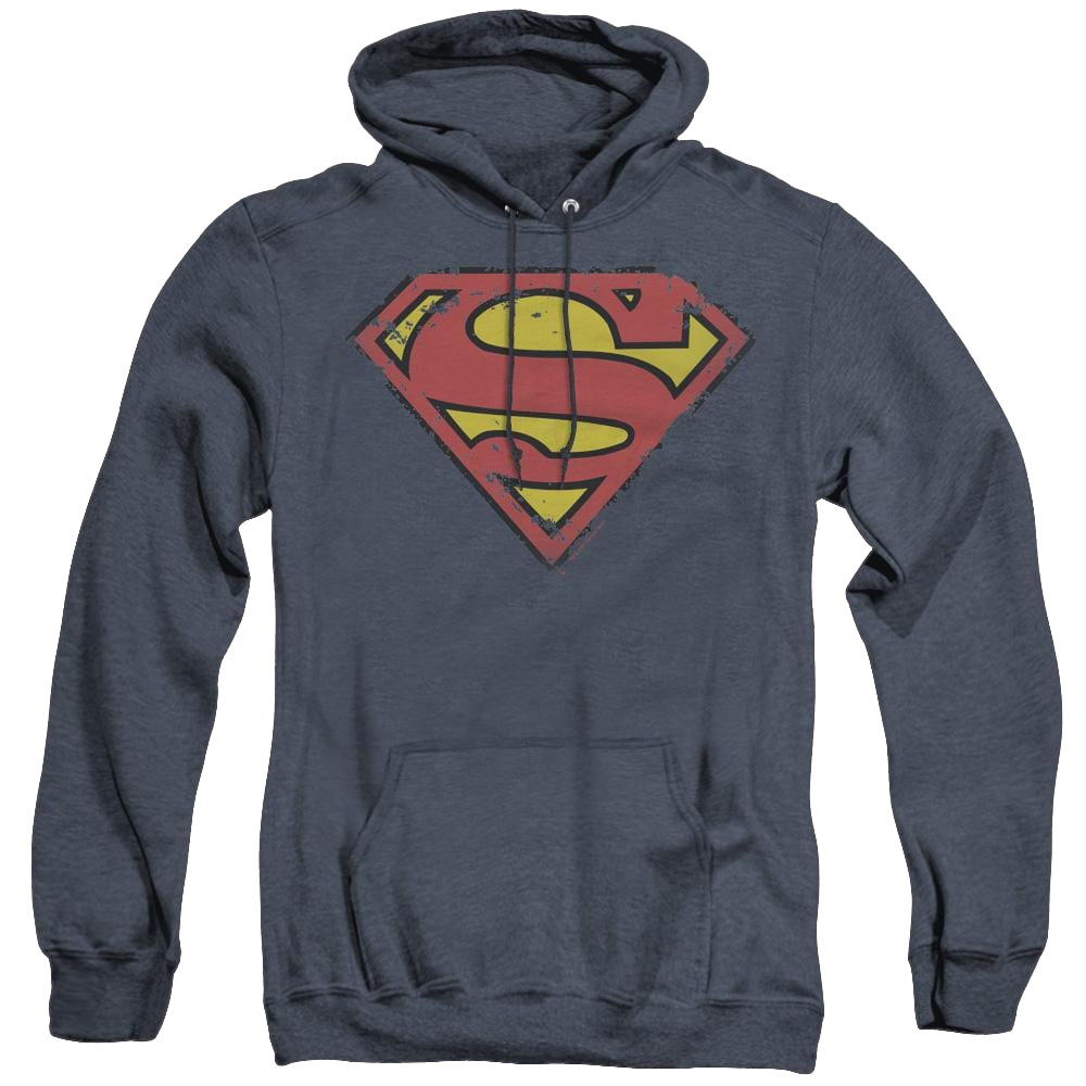 Superman Distressed Shield - Heather Pullover Hoodie Heather Pullover Hoodie Superman   