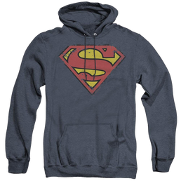 Superman Distressed Shield - Heather Pullover Hoodie Heather Pullover Hoodie Superman   