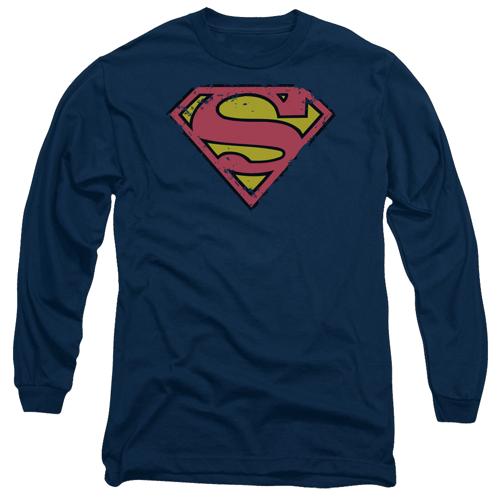 Superman Distressed Shield - Men's Long Sleeve T-Shirt Men's Long Sleeve T-Shirt Superman   