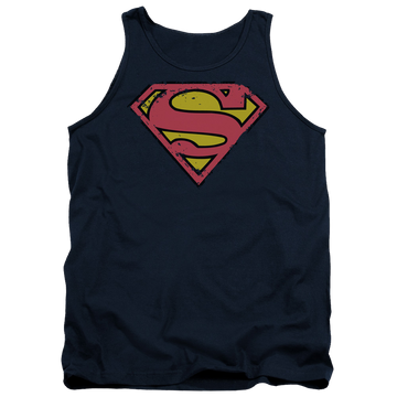 Navy men's tank with Superman Distressed Shield graphic