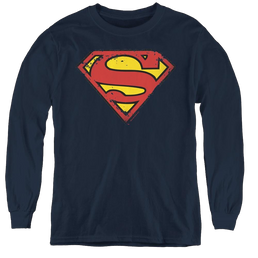 Superman Distressed Shield - Youth Long Sleeve T-Shirt Youth Long Sleeve T-Shirt Superman   