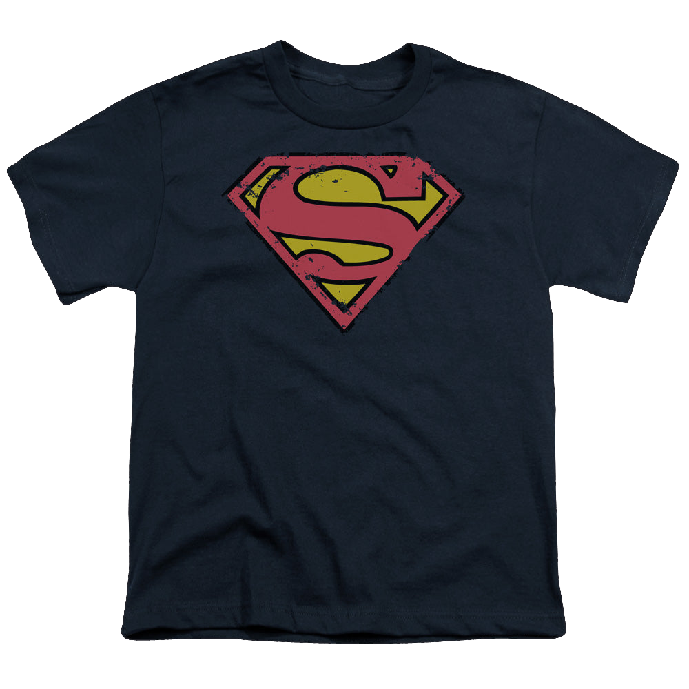 Superman Distressed Shield - Youth T-Shirt Youth T-Shirt (Ages 8-12) Superman   