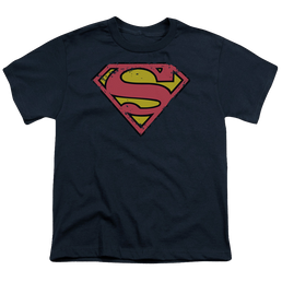 Superman Distressed Shield - Youth T-Shirt Youth T-Shirt (Ages 8-12) Superman   