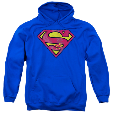 Royal pullover hoodie with Superman Action Shield graphic