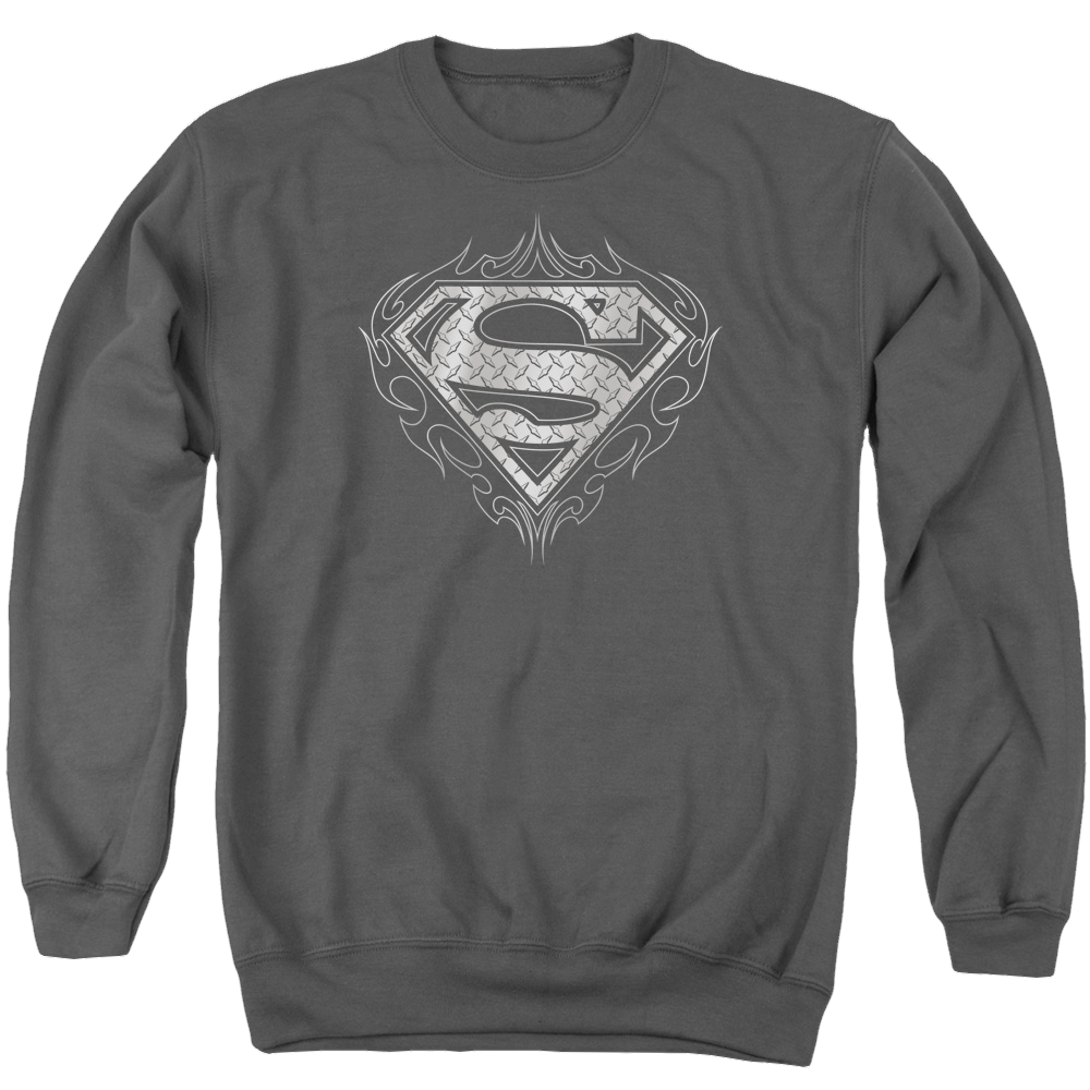 Superman Tribal Steel Logo - Men's Crewneck Sweatshirt Men's Crewneck Sweatshirt Superman   