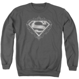 Superman Tribal Steel Logo - Men's Crewneck Sweatshirt Men's Crewneck Sweatshirt Superman   