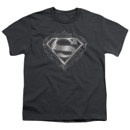 Superman Tribal Steel Logo - Youth T-Shirt Youth T-Shirt (Ages 8-12) Superman   