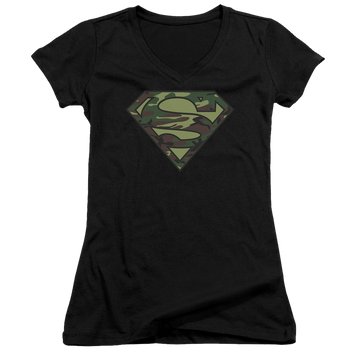 Superman Camo Logo - Juniors V-Neck T-Shirt Juniors V-Neck T-Shirt Superman   