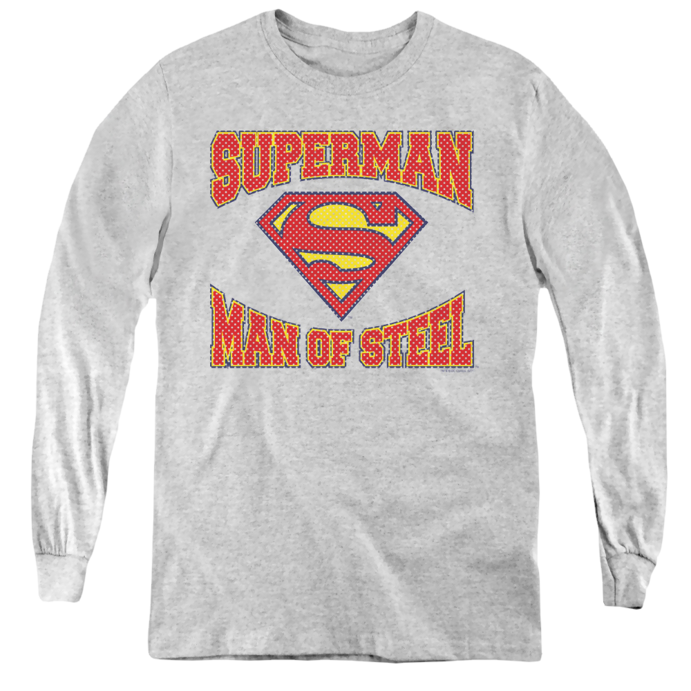 Superman Man Of Steel Jersey - Youth Long Sleeve T-Shirt Youth Long Sleeve T-Shirt Superman   