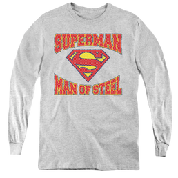 Superman Man Of Steel Jersey - Youth Long Sleeve T-Shirt Youth Long Sleeve T-Shirt Superman   