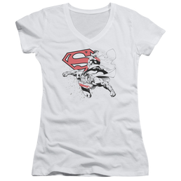 Superman Double The Power - Juniors V-Neck T-Shirt Juniors V-Neck T-Shirt Superman   