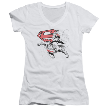 Superman Double The Power - Juniors V-Neck T-Shirt Juniors V-Neck T-Shirt Superman   