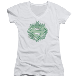 Superman Ornate Shield - Juniors V-Neck T-Shirt Juniors V-Neck T-Shirt Superman   