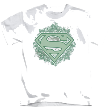 White kid's t-shirt for ages 4 to 7 with Superman Ornate Shield graphic
