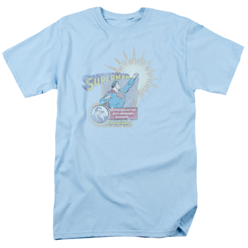 Light blue men's regular fit t-shirt with Superman Ingenious Disguise graphic
