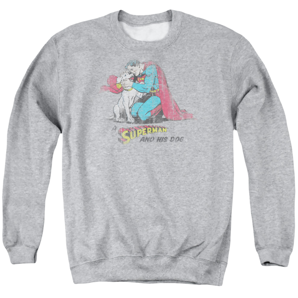 Superman And His Dog - Men's Crewneck Sweatshirt Men's Crewneck Sweatshirt Superman   