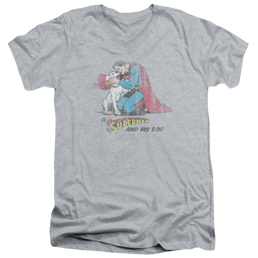 Superman And His Dog - Men's V-Neck T-Shirt Men's V-Neck T-Shirt Superman   