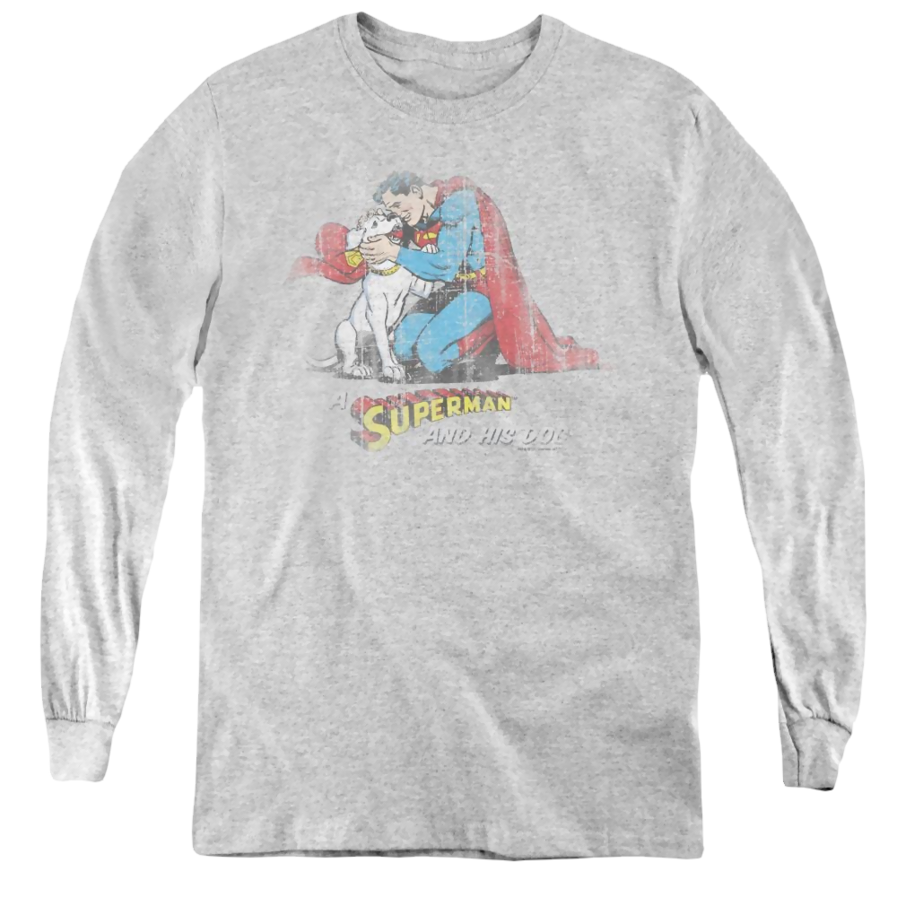 Superman And His Dog - Youth Long Sleeve T-Shirt Youth Long Sleeve T-Shirt Superman   