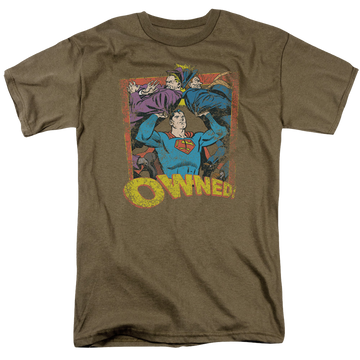 Safari green men's regular fit t-shirt with Superman Owned graphic