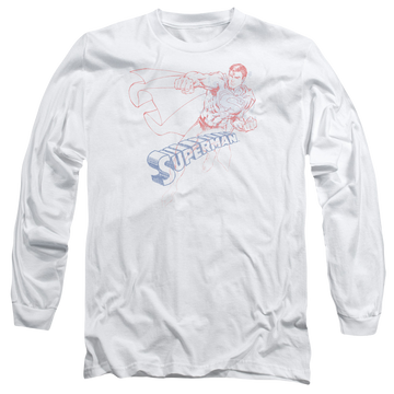 White men's long sleeve t-shirt with Superman Sketch graphic