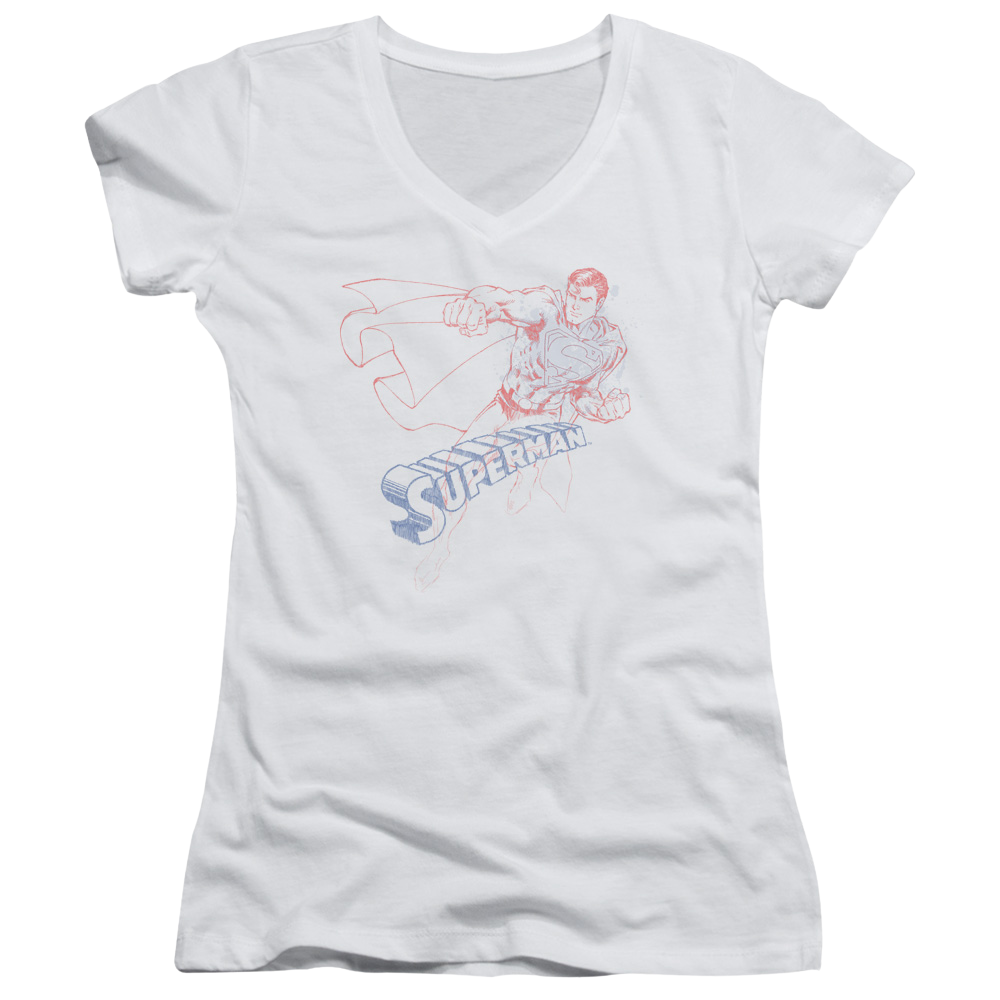 Superman Sketch - Juniors V-Neck T-Shirt Juniors V-Neck T-Shirt Superman   