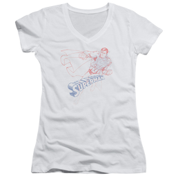 Superman Sketch - Juniors V-Neck T-Shirt Juniors V-Neck T-Shirt Superman   