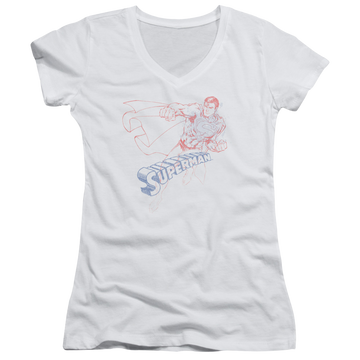 Superman Sketch - Juniors V-Neck T-Shirt Juniors V-Neck T-Shirt Superman   