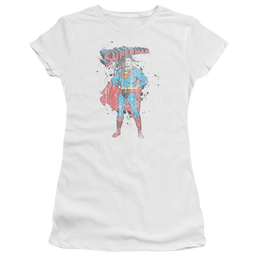 Superman Vintage Ink Splatter - Juniors T-Shirt Juniors T-Shirt Superman   