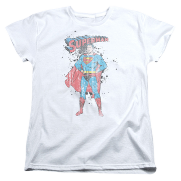Superman Vintage Ink Splatter - Women's T-Shirt Women's T-Shirt Superman   