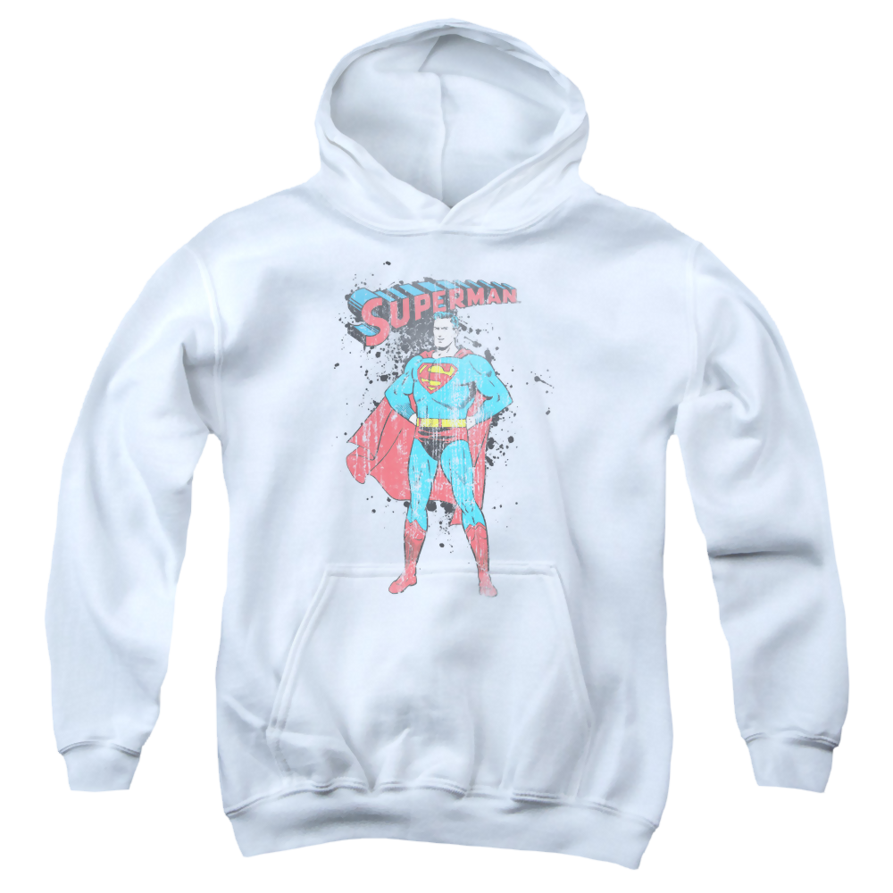 Superman Vintage Ink Splatter - Youth Hoodie Youth Hoodie (Ages 8-12) Superman   