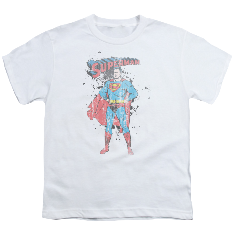 Superman Vintage Ink Splatter - Youth T-Shirt Youth T-Shirt (Ages 8-12) Superman   