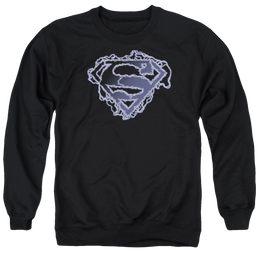 Superman Electric Supes Shield - Men's Crewneck Sweatshirt Men's Crewneck Sweatshirt Superman   