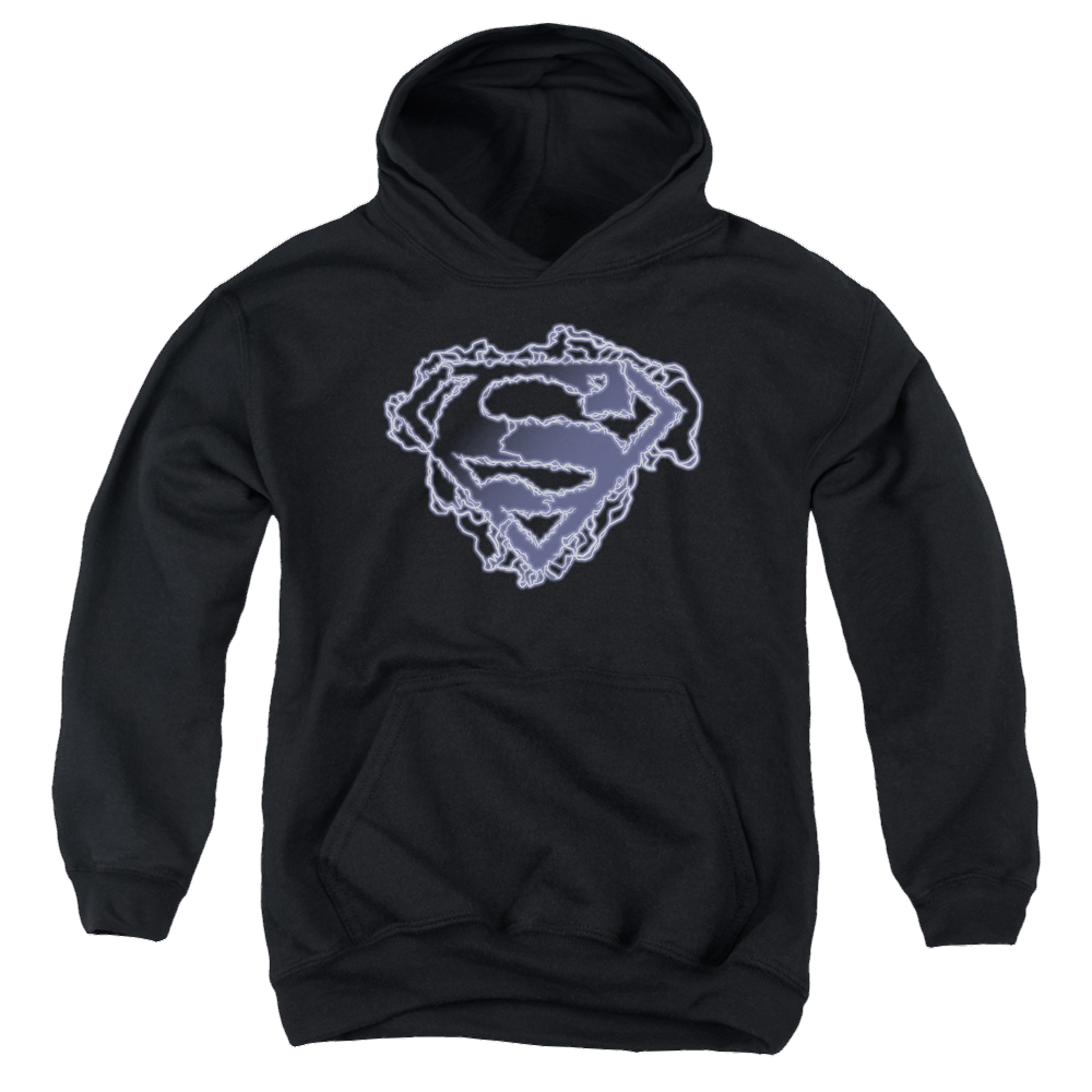 Superman Electric Supes Shield - Youth Hoodie Youth Hoodie (Ages 8-12) Superman   