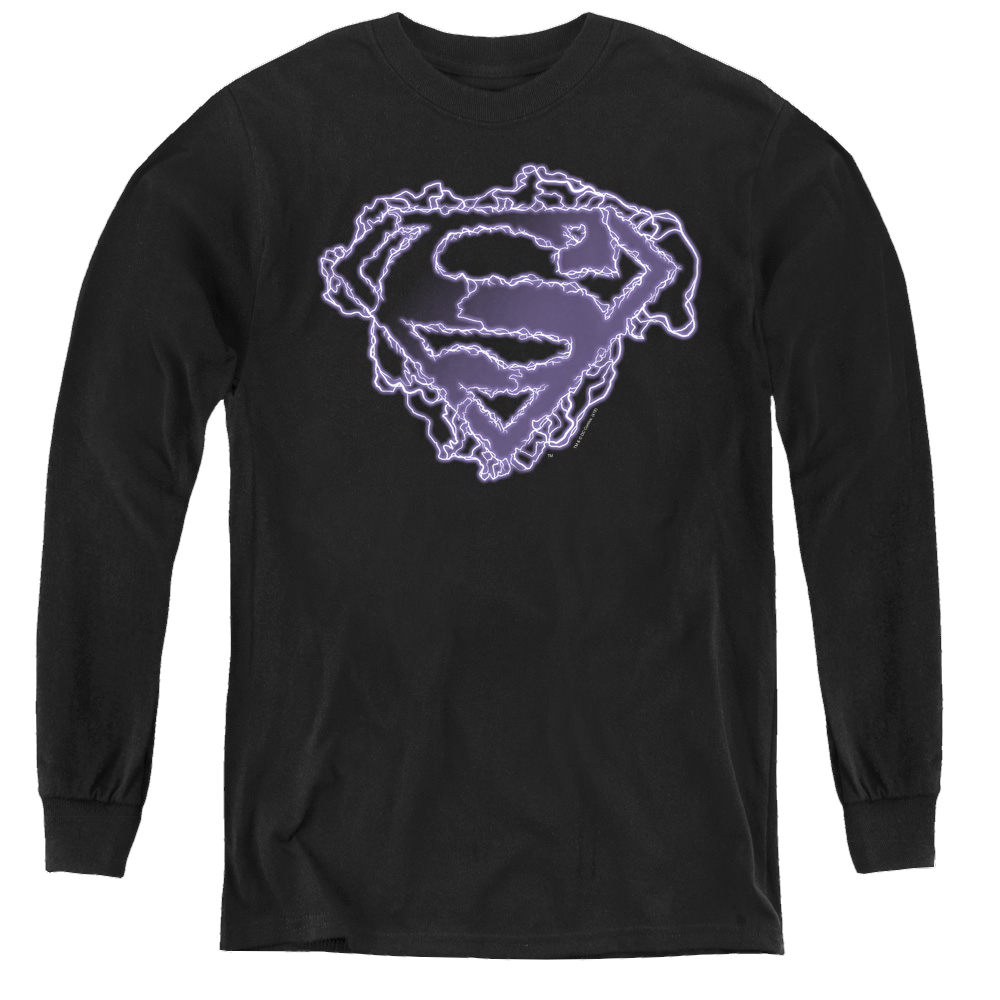 Superman Electric Supes Shield - Youth Long Sleeve T-Shirt Youth Long Sleeve T-Shirt Superman   
