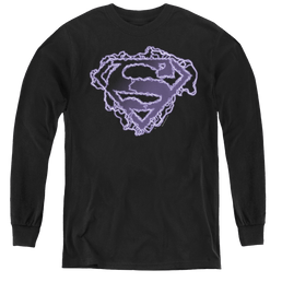 Superman Electric Supes Shield - Youth Long Sleeve T-Shirt Youth Long Sleeve T-Shirt Superman   