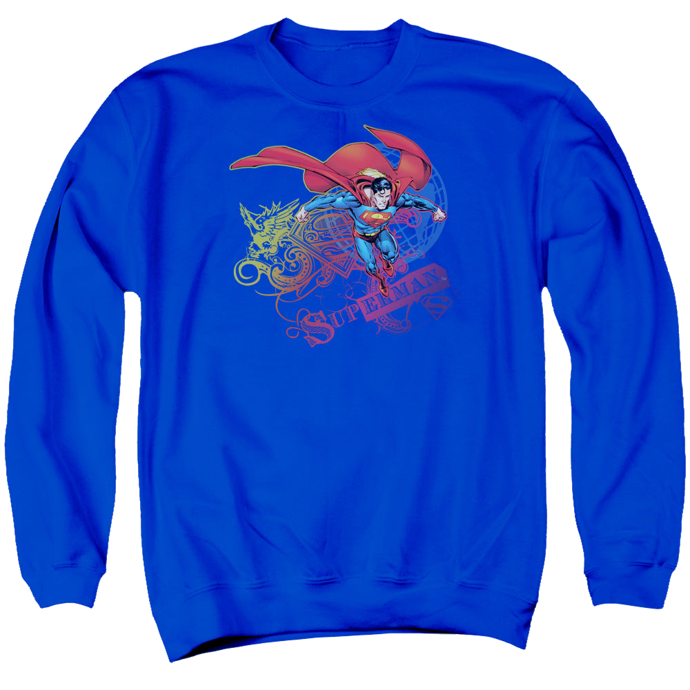 Superman Cool Word Supes - Men's Crewneck Sweatshirt Men's Crewneck Sweatshirt Superman   