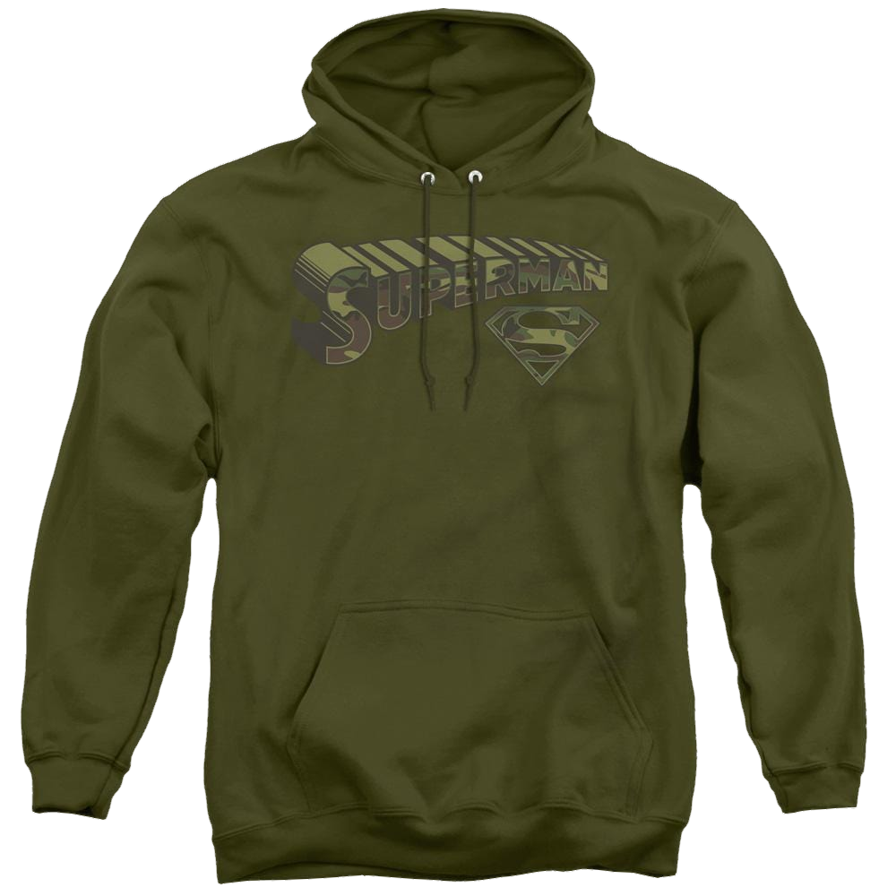 Superman Camo Logo & Shield - Pullover Hoodie Pullover Hoodie Superman   