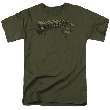 Military green men's regular fit t-shirt with Superman Camo Logo & Shield graphic