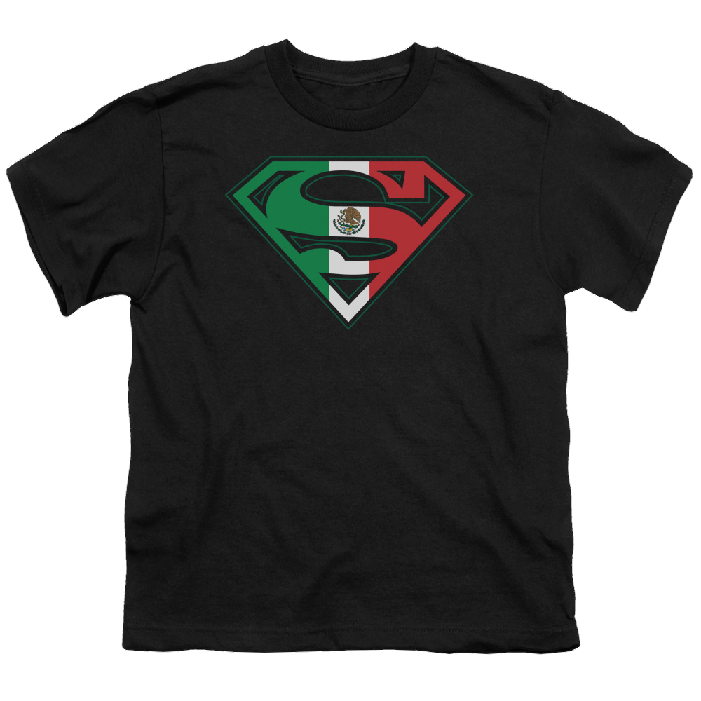 Superman Mexican Flag Shield - Youth T-Shirt Youth T-Shirt (Ages 8-12) Superman   